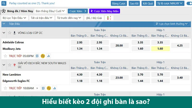 Kinh nghiệm chinh phục kèo 2 đội ghi bàn cho người chơi mới