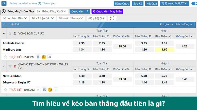 Hướng dẫn đọc kèo và kinh nghiệm cá cược kèo ghi bàn đầu tiên